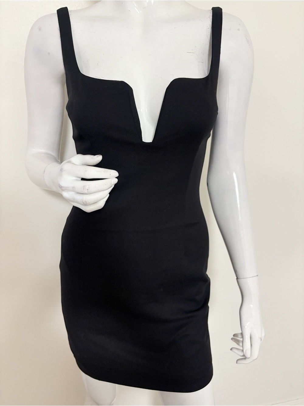 Revolve Brand By the Way Black Plunge-Neck Bodycon Mini Tank Going Out Dress